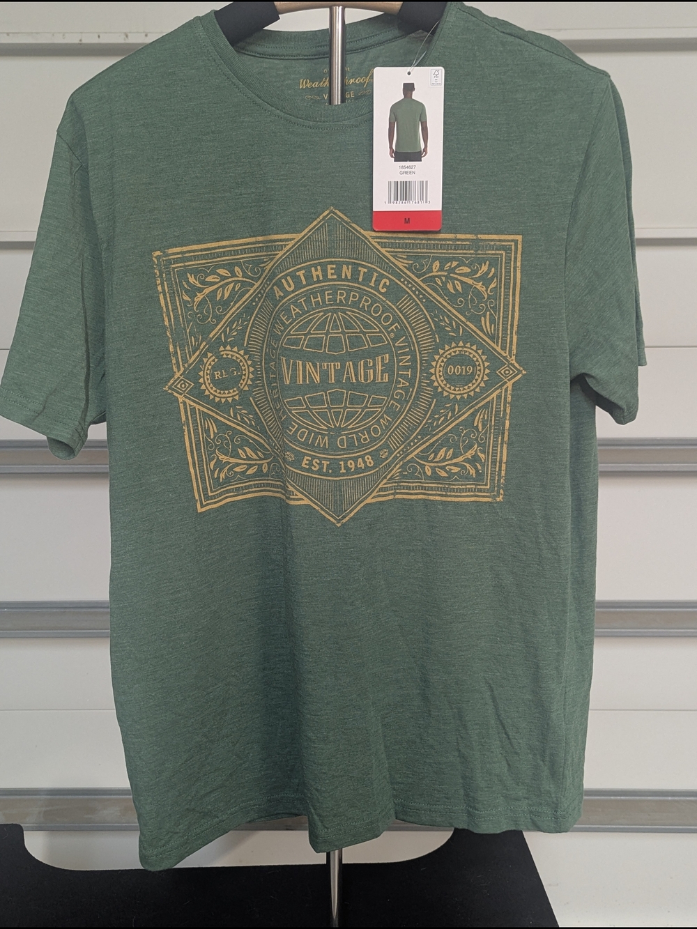 Vintage Graphic Short Sleeve Tee - Green with Gold Print